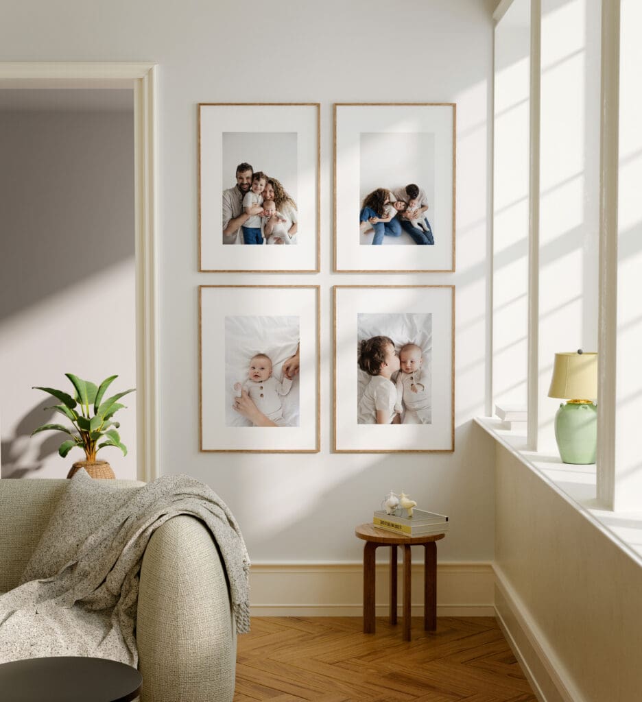 Four frame gallery wall of Cleveland family session.
