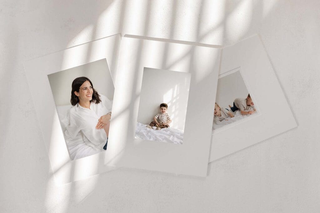 Three matted family prints from a Cleveland family studio session
